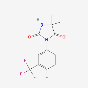 Chemical structure of 3-(4-Fluoro-3-(trifluoromethyl)phenyl)-5,5-dimethylimidazolidine-2,4-dione