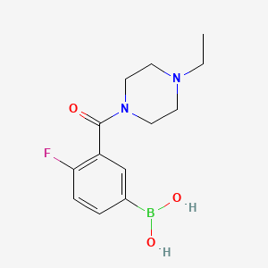 Chemical structure of 3-(4-Ethylpiperazine-1-carbonyl)-4-fluoro phenyl boronic acid