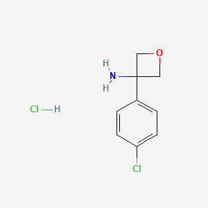 Chemical structure of 3-(4-Chlorophenyl)oxetan-3-amine hydrochloride
