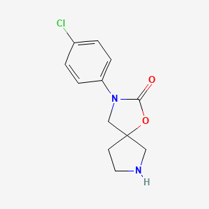 Chemical structure of 3-(4-Chlorophenyl)-1-oxa-3,7-diazaspiro[4.4]nonan-2-one