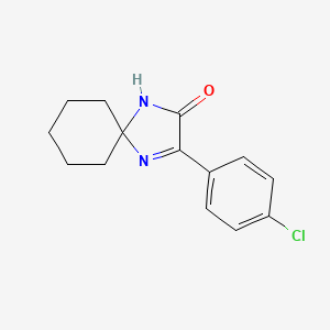 Chemical structure of 3-(4-Chlorophenyl)-1,4-diazaspiro[4.5]dec-3-en-2-one