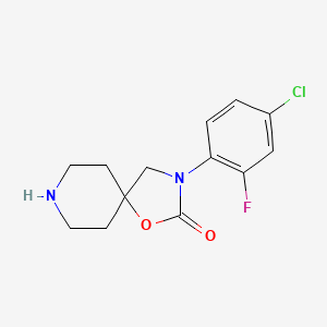 Chemical structure of 3-(4-Chloro-2-fluorophenyl)-1-oxa-3,8-diazaspiro-[4.5]decan-2-one