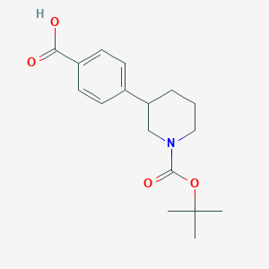 Chemical structure of 4-(1-(tert-Butoxycarbonyl)piperidin-3-yl)benzoic acid