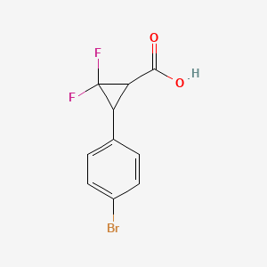 Chemical structure of 3-(4-bromophenyl)-2,2-difluorocyclopropane-1-carboxylic acid