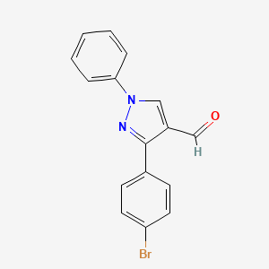 Chemical structure of 3-(4-Bromophenyl)-1-phenyl-1H-pyrazole-4-carbaldehyde