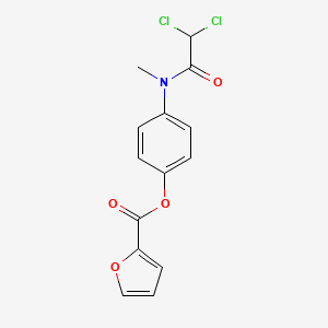 Chemical structure of 3-(4,6-Dichloro-2-(ethoxycarbonyl)-1H-indol-3-yl)acrylic acid