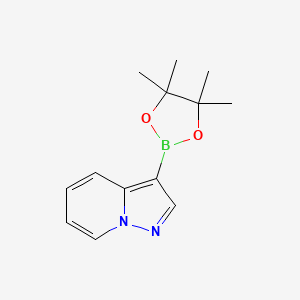 Chemical structure of 3-(4,4,5,5-Tetramethyl-1,3,2-dioxaborolan-2-yl)pyrazolo[1,5-a]pyridine