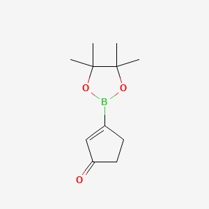 Chemical structure of 3-(4,4,5,5-Tetramethyl-1,3,2-dioxaborolan-2-yl)cyclopent-2-enone