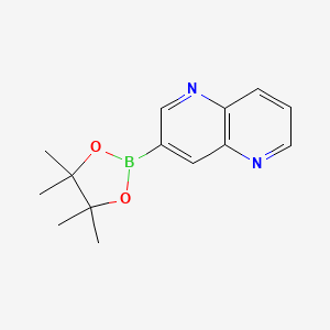 Chemical structure of 3-(4,4,5,5-Tetramethyl-1,3,2-dioxaborolan-2-yl)-1,5-naphthyridine