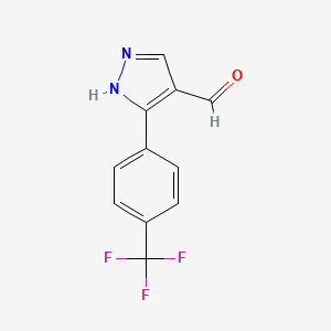 Chemical structure of 3-(4-(Trifluoromethyl)phenyl)-1H-pyrazole-4-carbaldehyde