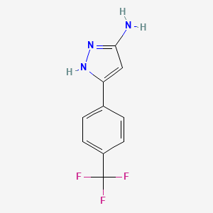 Chemical structure of 3-(4-(Trifluoromethyl)phenyl)-1H-pyrazol-5-amine