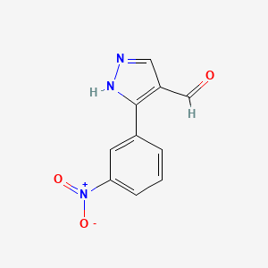 Chemical structure of 3-(3-nitrophenyl)-1H-pyrazole-4-carbaldehyde