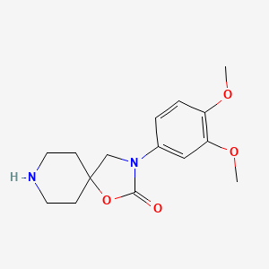 Chemical structure of 3-(3,4-Dimethoxyphenyl)-1-oxa-3,8-diazaspiro[4.5]decan-2-one