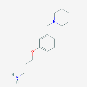 Chemical structure of 3-(3-(Piperidin-1-ylmethyl)phenoxy)propan-1-amine