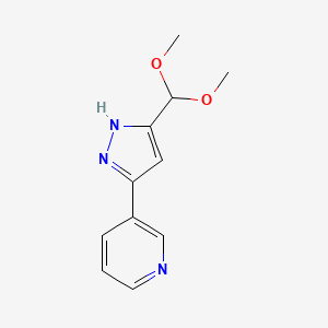 Chemical structure of 3-(3-(Dimethoxymethyl)-1H-pyrazol-5-yl)pyridine