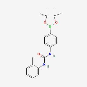 Chemical structure of 3-(2-methylphenyl)-1-[4-(4,4,5,5-tetramethyl-1,3,2-dioxaborolan-2-yl)phenyl]urea