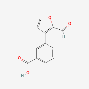 Chemical structure of 3-(2-Formylfuran-3-yl)benzoic acid