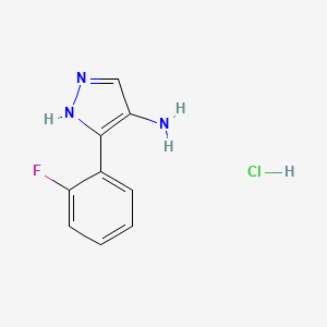 Chemical structure of 3-(2-Fluorophenyl)-1H-pyrazol-4-amine hydrochloride