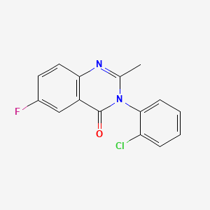 Chemical structure of 3-(2-Chlorophenyl)-6-Fluoro-2-Methyl-4(3H)-Quinazolinone