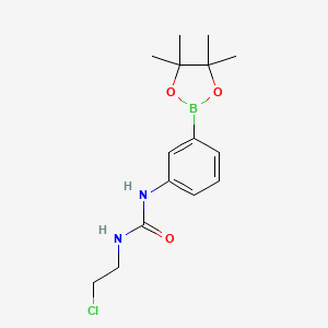 Chemical structure of 3-(2-chloroethyl)-1-[3-(4,4,5,5-tetramethyl-1,3,2-dioxaborolan-2-yl)phenyl]urea