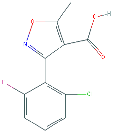 Chemical structure of 3-(2-Chloro-6-fluorophenyl)-5-methylisoxazole-4-carboxylic acid