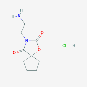 Chemical structure of 3-(2-aminoethyl)-1-oxa-3-azaspiro[4.4]nonane-2,4-dione hydrochloride