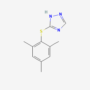 Chemical structure of 3-(2,4,6-trimethylphenyl)thio-1H-1,2,4-triazole