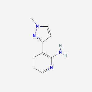 Chemical structure of 3-(1-Methyl-1H-pyrazol-3-yl)pyridin-2-amine