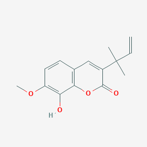 Chemical structure of 3-(1,1-Dimethylallyl)-8-hydroxy-7-methoxycoumarin