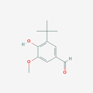 Chemical structure of 3-(1,1-Dimethyl)-4-hydroxy-5-methoxy-benzaldehyde