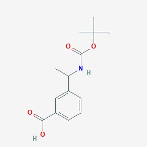 Chemical structure of 3-(1-((tert-Butoxycarbonyl)amino)ethyl)benzoic acid