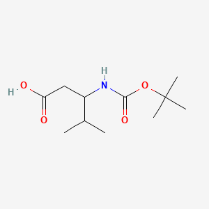 Chemical structure of 3-((tert-butoxycarbonyl)amino)-4-methylpentanoic acid