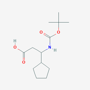 Chemical structure of 3-((tert-Butoxycarbonyl)amino)-3-cyclopentylpropanoic acid