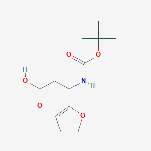 Chemical structure of 3-((tert-Butoxycarbonyl)amino)-3-(furan-2-yl)propanoic acid