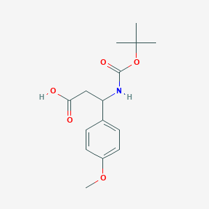Chemical structure of 3-((tert-Butoxycarbonyl)amino)-3-(4-methoxyphenyl)propanoic acid