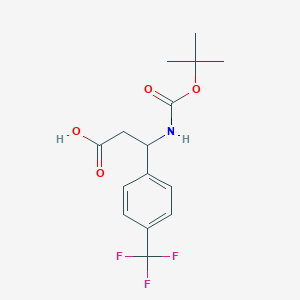 Chemical structure of 3-((tert-Butoxycarbonyl)amino)-3-(4-(trifluoromethyl)phenyl)propanoic acid