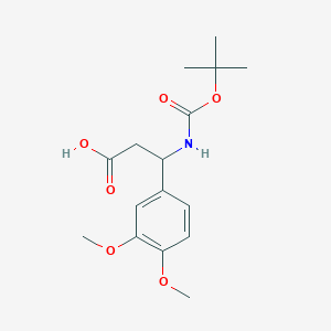 Chemical structure of 3-((tert-Butoxycarbonyl)amino)-3-(3,4-dimethoxyphenyl)propanoic acid