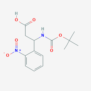 Chemical structure of 3-((tert-Butoxycarbonyl)amino)-3-(2-nitrophenyl)propanoic acid