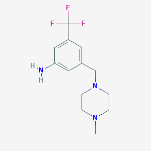 Chemical structure of 3-((4-methylpiperazin-1-yl)methyl)-5-(trifluoromethyl)aniline