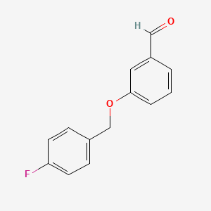 Chemical structure of 3-((4-Fluorobenzyl)oxy)benzaldehyde