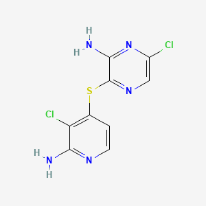 Chemical structure of 3-((2-Amino-3-chloropyridin-4-yl)thio)-6-chloropyrazin-2-amine