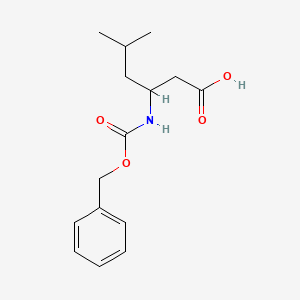 Chemical structure of 3-(((Benzyloxy)carbonyl)amino)-5-methylhexanoic acid