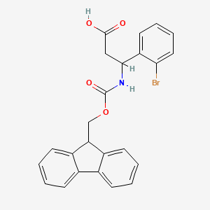 Chemical structure of 3-((((9H-fluoren-9-yl)methoxy)carbonyl)amino)-3-(2-bromophenyl)propanoic acid
