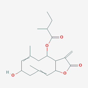Chemical structure of 2α-Hydroxy-8β-(2-methylbutyryloxy)costunolide