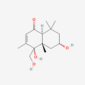 Chemical structure of 2α,9α,11-Trihydroxy-6-oxodrim-7-ene