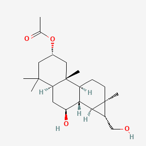 Chemical structure of 2α Acetoxy-14,15-cyclopimara-7β,16-diol