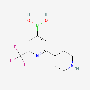 Chemical structure of 2-Trifluoromethyl-6-(piperidin-4-yl)pyridine-4-boronic acid