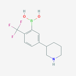 Chemical structure of 2-Trifluoromethyl-5-(piperidin-3-yl)phenylboronic acid