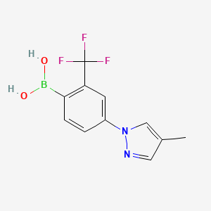 Chemical structure of 2-Trifluoromethyl-4-(4-methyl-1H-pyrazol-1-yl)phenylboronic acid