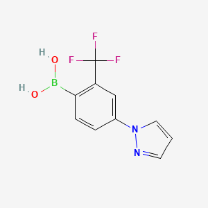 Chemical structure of 2-Trifluoromethyl-4-(1H-pyrazol-1-yl)phenylboronic acid